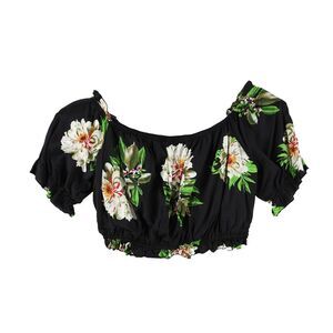 Hibluco Womens Floral Crop Top Blouse, NWT